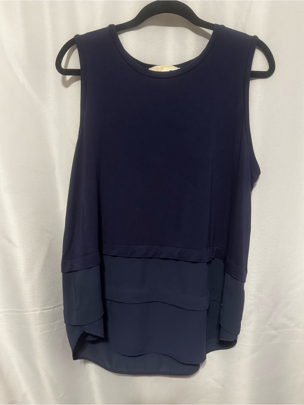 Michael Kors Navy Sleeveless Layered Tank Top